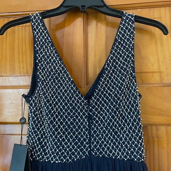 Adrianna Papell Anthropologie Bryce Navy Tulle Maxi Dress Gown Beaded Sz 0 NWT - Picture 12 of 16